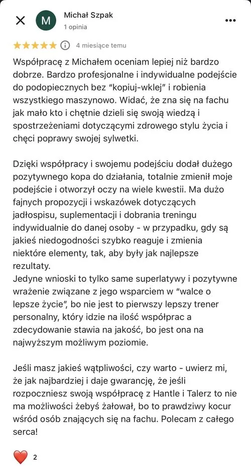 Opinia podopiecznego